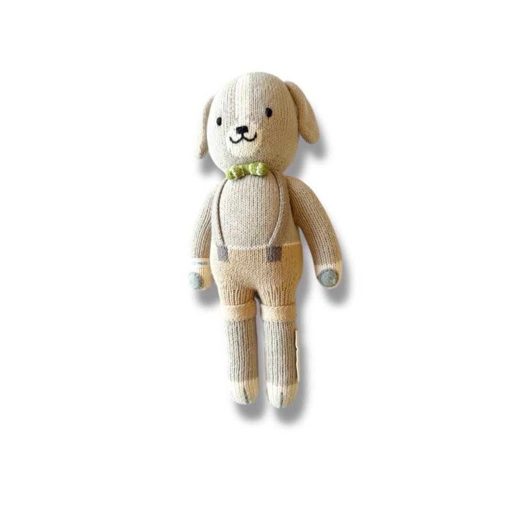 Cuddle + Kind Noah Puppy Dog Gray Handmade in Peru Suspenders Bow Tie 13" Lovey